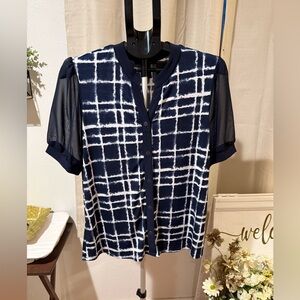 New Navy and White Checkered Button Down Shirt